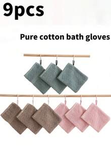 3/8/9件套沐浴手套，柔软洗脸沐浴巾，毛巾布材质，吸水温和，适用于沐浴，浴室毛巾，可重复使用卸妆手套，15*22厘米，多种颜色可选，适合返校使用 - 彩色 - 查看 10