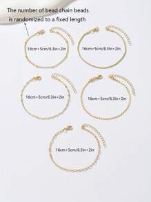 5pcs/Set Elegant Stackable Women Bracelets, Minimalist Jewelry (Bead Quantity Random, Standard Fixed Length)