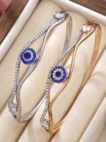 New Style Fashion Young Girl Charming Bling Bling Wisdom Eye Rhinestone Bangle Bracelet Gift Party