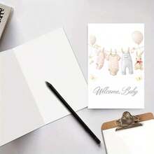 1pc Cute Newborn Card With Envelope, For Family, Son & Daughter, Girlfriend & Classmate, Newborn Decoration, High-Quality For All Occasions, Special And Lovely Newborn Greeting Card, Rabbit Balloon Butterfly Newborn Card For Mom,For School Supplies,Back To School - Multicolor - View 3