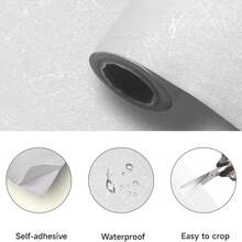 1 卷白色仿丝家居装饰自粘式撕开粘贴墙纸，卧室装饰，客厅装饰，厨房橱柜墙贴，加厚可移除接触纸，用于台面家具翻新墙纸卷