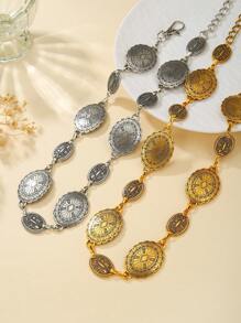 1pc Fashionable Zinc Alloy Geometric Pattern Waist Chain Suitable For Women Everyday Wear