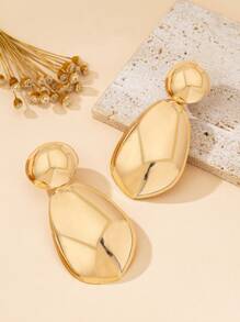 1 par de pendientes de moda para mujer, pendientes de metal liso con diseño geométrico exagerado en estilo bohemio, adecuados para uso diario y vacaciones