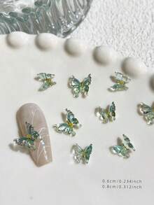 30Pcs Multi-Size Glitter & Iridescent Butterflies Nail Art Decorations, 3D Resin Colorful Butterfly Nail Accessories Nail Supplies Nails Nail Charms Nail Gems