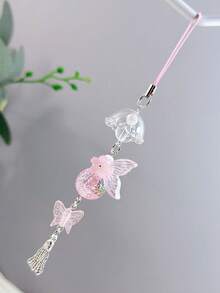 1 件全新樱花鱼尾全息彩虹风铃饰品，少女清新包包/手机装饰，礼物