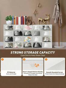 Shoe Organizer 20 Pack, Shoe Storage Box, Shoe Rack Alternative, Clear Plastic Stackable Shoe Organizer, - White, For Wardrobe, Space Saving Foldable Shoe Rack Sneaker Storage Box - Transparent - View 10