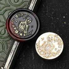 1pc NEW DARK SERIES Series Wax Seal Stamp, Vintage Sealing Stamp Head, Removable Brass Material, Fire Paint Seal Head For Wedding Invitations Gift Packaging Scrapbooking, DIY Handmade Gift Decoration, Cutting And Pasting Invitation Letter School Supplies, Back To School