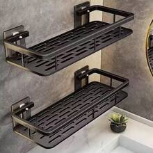 2pcs Bathroom Shelf Wall Mounted Storage Racks, No Drilling Required, For Bathroom, Vanity, Kitchen Use