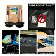 Car Sunshade Storage Bag, Sunglasses Holder Suitable For Car Sunshade PU, Car Interior Accessories Storage, Travel Document Holder Suitable For Car Glasses Clip Bag, Card Bag, ID Clip, Ticket, Business Card, Interior Storage Bag