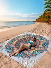 1pc New Outdoor Waterproof Sandproof Digital Printed Picnic Mat/Beach Towel, Fashion And Fresh Pattern, Suitable For Camping And Picnic - Multicolor - View 8