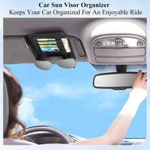 Car Sunshade Storage Bag, Sunglasses Holder Suitable For Car Sunshade PU, Car Interior Accessories Storage, Travel Document Holder Suitable For Car Glasses Clip Bag, Card Bag, ID Clip, Ticket, Business Card, Interior Storage Bag