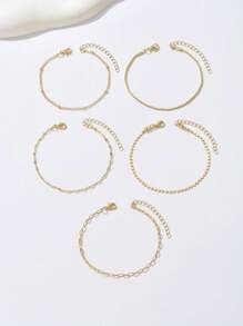 5pcs/Set Elegant Stackable Women Bracelets, Minimalist Jewelry (Bead Quantity Random, Standard Fixed Length)