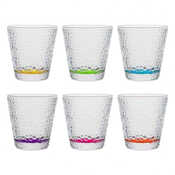 U HOME - Pack 6 Vasos de Vidrio Lágrima Base Coloreada