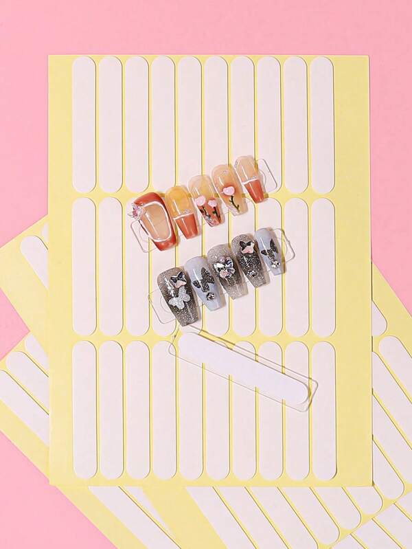 30 comprimés/feuille de bandes adhésives nano pour la pratique de l'art des ongles, support d'ongles spécial longue bande double-face, bande adhésive double-face, film de pratique pour ongles, bande pour ongles
