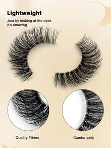 ENCHUW 7对装自然3D透明假睫毛，仿貂毛材质，蓬松柔软，适合日常佩戴
