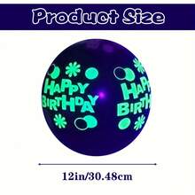 50pcs 12inch Neon Glowing Balloons, Thickened Balloons, Stars Dot Happy Birthday Print Balloons, Glow In UV Light Fluorescent Latex Ballons, Birthday Wedding Blacklight Theme, Party Decor Easter Gift - Multicolor - View 6