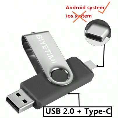 Biyetimi Tipo C Interfaz USB 2.0 OTG Unidad Flash de 64GB 32GB para teléfono inteligente, tableta PC y pendrives de capacidad real de 128GB, memoria USB