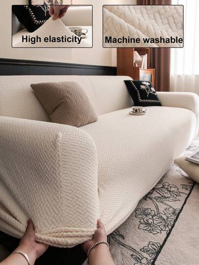 1pc All-Season Stretchy Sofa Cover, Anti-Slip Full Coverage Sofa Seat Cushion Slipcover, Machine Washable Dust-Proof Sofa Blanket, Pet-Friendly For Bedroom, Office, Living Room, Single/2/3/4 Seater