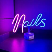 Luz de letreiro LED neon, luz de decoração para salão de beleza com base de toque, lâmpada de atmosfera para design de unhas