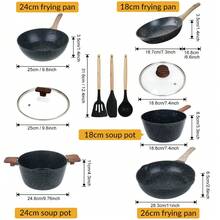 ABKOK 1 pieza/10 piezas Juego de utensilios de cocina antiadherentes - Ollas, sartenes y herramientas de silicona - Compatibles con inducción/gas - Artículos esenciales de cocina duraderos, se venden individualmente sartenes sueltos y juegos de utensilios de cocina