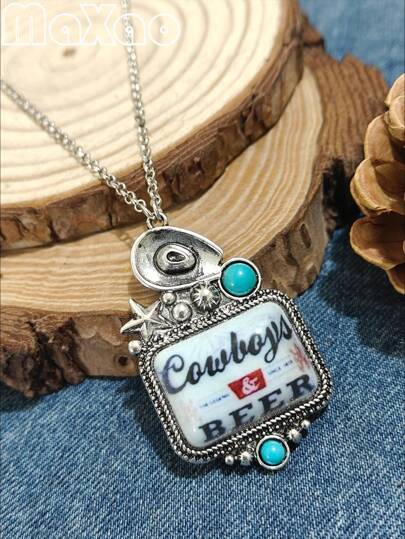 Women's Vintage Western Bohemian Style Chain Necklace, Suitable For Everyday Wear Or Events