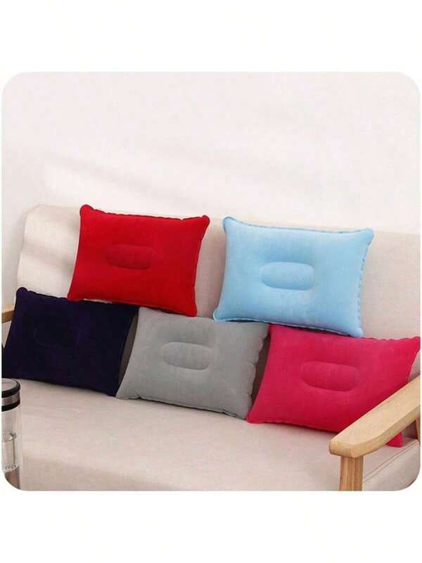2/1 pieza Almohada de aire inflable rectangular para camping al aire libre, cojín de camping, almohada inflable acolchada para viaje (color aleatorio, 1 pieza)