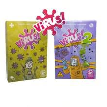 Virus 1 / Virus 2 El juego de mesa talla grande popular, con barajas de cartas y paquetes de cartas diseñados de forma única, juguetes de mesa, disponibles en inglés, francés y español, adecuados para juego familiar, mejor adaptado para equipos de 2 a 8 jugadores y la combinación de juguetes de cartas talla grande asequible que se puede regalar en Navidad, Día de la Independencia