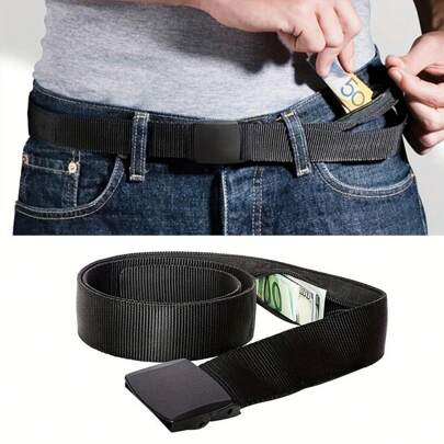 Adventure Travel Security Belt - Concealed Money Pocket, Water-Resistant Nylon, Adjustable Fit For Hiking/Urban Exploration (1 Pack)
