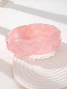 1 pieza Brazalete de resina iridiscente con brillo y destellos, set de brazaletes acrílicos de colores caramelo de verano, brazalete grueso de mujer, joyería de moda para uso diario, fiestas y citas