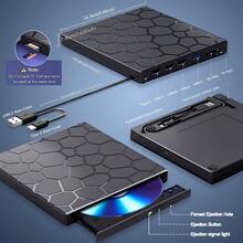 External CD/DVD Drive For Laptop, DVD Player For Laptop, 8in 1 USB 3.0 Ultra-Slim Portable,DVD/ CD Burner External Disk Drive Optical Compatible With Laptop Desktop ,Windows 11/10/8/7 Linux,Player And Burner CD/VCD/DVD - Black - View 5