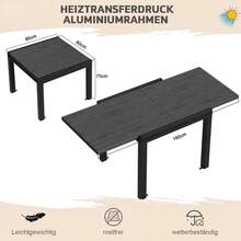 Gunji Outdoor Table, Extendable Rectangular Dining Room Shelf, Extendable Garden Table, Aluminum Table 80x80cm/160x80cm - Màu xám đen - Xem 5