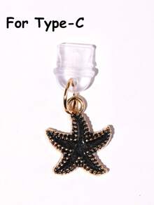 1/4pcs Multicolor Starfish Dust Plug, Creative Cute Fashion Marine Life, Glossy Alloy Metal Pendant, Transparent Silicone Dust Plug Accessory For Smartphone, Tablet, Kindle, Charging Port Decor, Suitable As Small Gift, Compatible With IPhone Lightning/Type-C, Firmly Protects Charging Port From Water, Moisture And Dirt