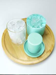 1pc Blue Silicone Portable Ice Mold, Cylinder 3D Ice Cube Maker, Easy-To-Release Silicone Ice Tray, With Multiple Compartments And Simple Bucket-Shaped Design With Lid, Reusable Ice Maker,Suitable For Home, Bar, Club And Outdoor Summer Drinks, Ideal For Cocktails And Fruit , Kitchen Supplies, Kitchen Accessories Back To School - Multicolor - View 5