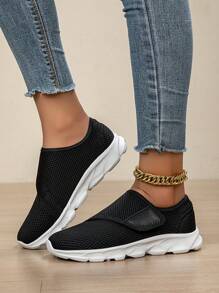 Chaussures de sport à enfiler pour femmes avec lacets réglables, tige en tissu souple, respirante - chaussures de loisir confortables avec semelle en caoutchouc, porter toute la journée