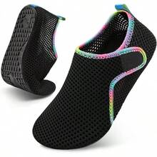 Scurtain Barefoot Shoes Women Men Beach Swim Aqua Socks Summer Quick-Dry Sandals Slippers - Mesh Blackcolorful - 查看 1