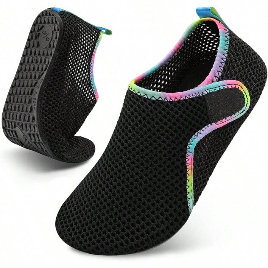Scurtain Barefoot Shoes Women Men Beach Swim Aqua Socks Summer Quick-Dry Sandals Slippers - Mesh Blackcolorful - 查看 1