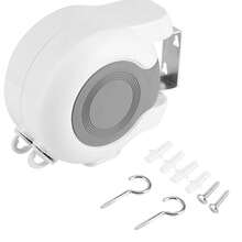 NUEVO tendedero retráctil actualizado, tendedero retráctil doble montado en la pared de 13m Landry Tool tendedero de carrete para interiores y exteriores - con doble tendedero, cada tendedero es de 13 metros, duradero y compacto - Blanco - Ver 6