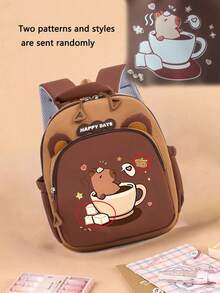 1pc卡通可爱水豚背包，可爱宝宝新款水豚背包，顺滑拉链，多种水豚图案，大容量多口袋，可放书籍、日用品、零食，适合青少年旅行和日常使用 - 卡皮巴拉雙肩包 - 查看 22