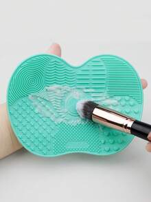 1-2pcs Small Apple Shaped Silicone Scrub Pad, Convenient Cleaning Tool With Suction Cup, Makeup Brush Cleaner Mat - Multicolor - View 9