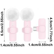 New 1 Drag 2 Microphone Lavalier 2.4GHz 2 In 1 Portable Mini Microphone Wireless Recording Microphone For Type-C Phone