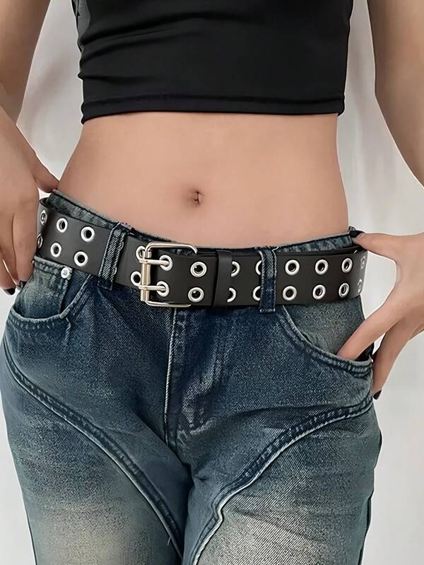 Women's Fashion Waist Belt, Y2K Style Belt To Pair With Jeans, Goth Rivet Decor Waist Belt Street Style, PU Leather Belt, Waist Cincher Belt For Date & Everyday Outfit