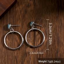 1 Pair Unique Bohemian-Inspired Vintage Turquoise Hoop Earrings - Vibrant Distressed Look, Classic Dangling Style - Ideal Holiday Party Accessory And Thoughtful Gift - 橘色 - 查看 6