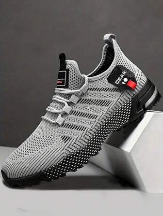 Herenschoenen voor casual sport in grote maten, ademend, outdoor en modieus, effen kleur, lichtgewicht trainingssneakers