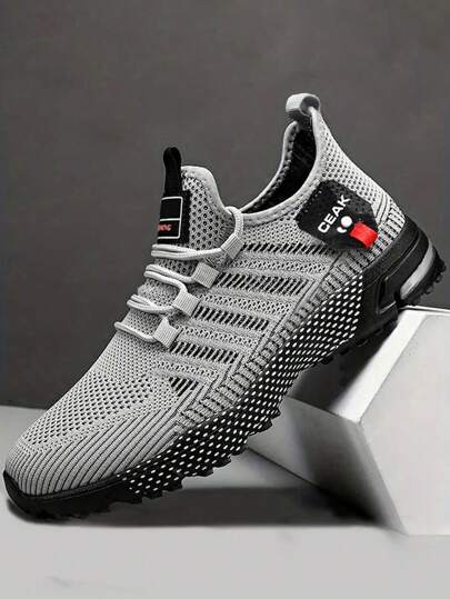 Men's Plus Size Casual Breathable Sports Running Shoes, Outdoor Fashion Solid Color Light-Weight Training Sneakers