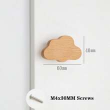 6个波西米亚风格梳妆台把手，可爱山毛榉木动物造型抽屉拉手，适用于橱柜、家具装饰，附带安装螺丝 - 杏色 - 查看 7