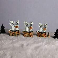 Decoração de casa de resina para Halloween - miniaturas de fantasmas, morcegos e abóboras