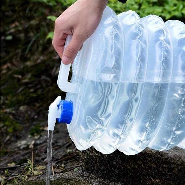 1 Stück 5L/10L/15L Outdoor zusammenklappbarer Wasserbeutel, Behälter für Camping, Wandern, tragbarer Überlebens-Wasserspeicher, Outdoor zusammenklappbarer Wasserbeutel, Camping Faltbare Wasserbehälter, multifunktionale teleskopische Trinkwasserflasche