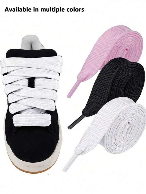 2 cm Lacets élargis, lacets de rechange de style classique décontracté pour baskets, chaussures décontractées, bottes, baskets épaisses, lacets, chaussures et accessoires de chaussures, confortables, légers et lacets plats larges, parfaits pour les chaussures classiques décontractées.
