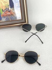 2 件装复古小圆框时尚眼镜女士 - 2PC小盒時尚(金灰 銀灰) - 查看 3