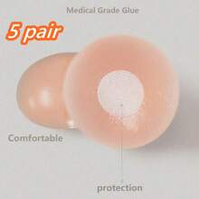 1/5/10 Reusable Silicone Nipple Strips For Women, Nude, With Silicone Breast Lift, Non-Slip/Breathable Seamless Self-Adhesive Invisible Nipple Strips, Strap, Lingerie And Lingerie Accessories, Outdoor Sports, Skin Tone/Light Pink/Bra Lift, Skin Tone, Wedding, Halter Top With Anti-Sag, Push-Up/Round/Flower Shape